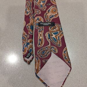 Dior Men's Paisley Tie - Burgundy and Blue